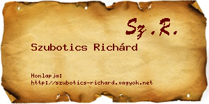 Szubotics Richárd névjegykártya